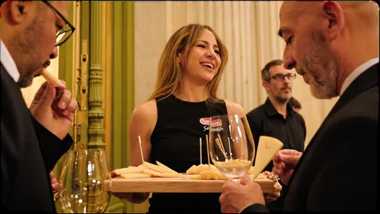 Invitada brindando